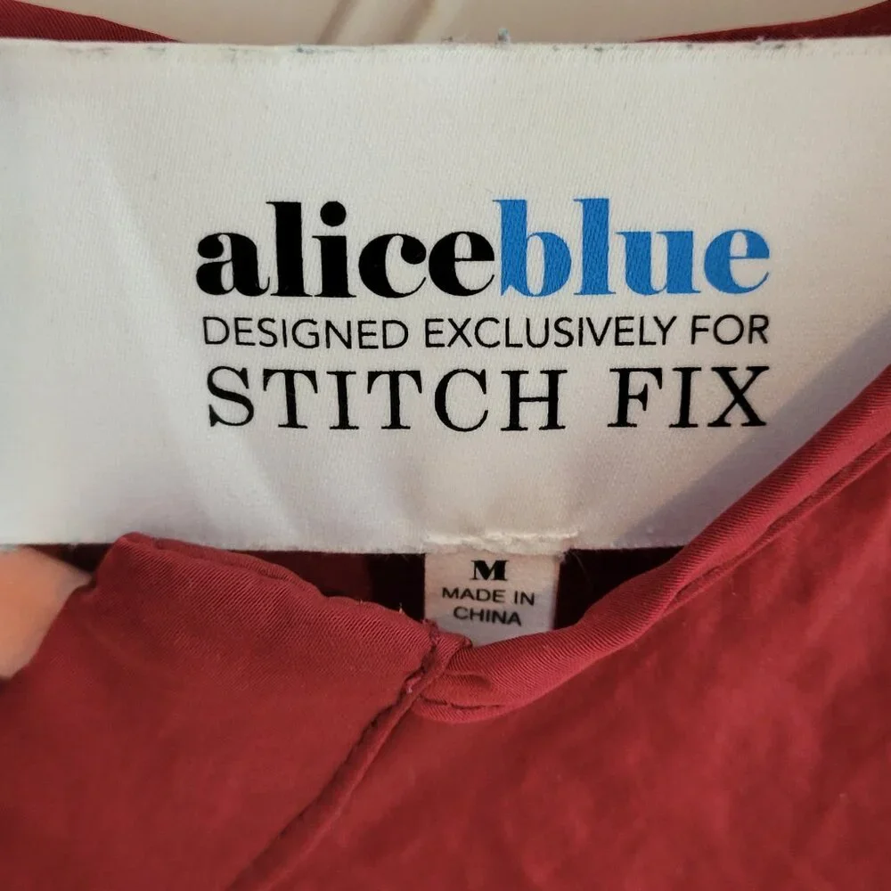 Alice Blue Stitch Fix Silky Rust Button Blouse Top - Picture 2 of 5
